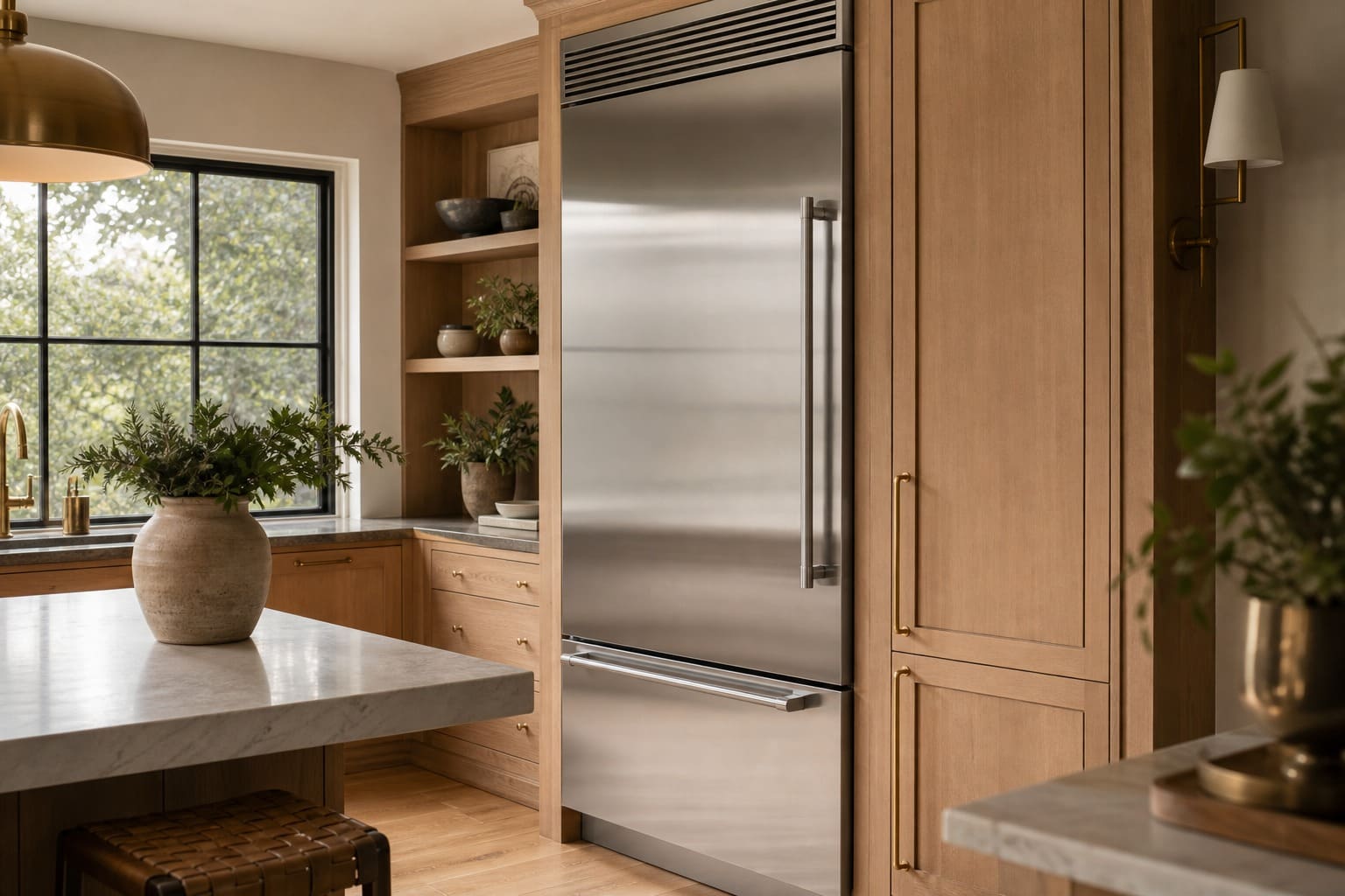 GE Monogram built-in refrigerator in a Walnut Creek kitchen