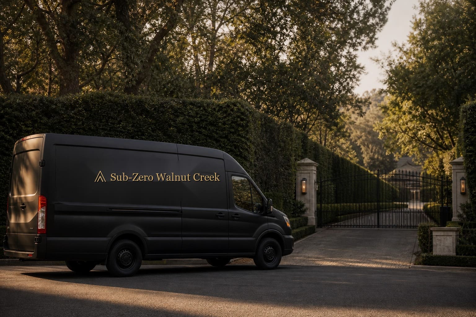 Sub-Zero Walnut Creek service van parked in the driveway of a Diablo Valley estate