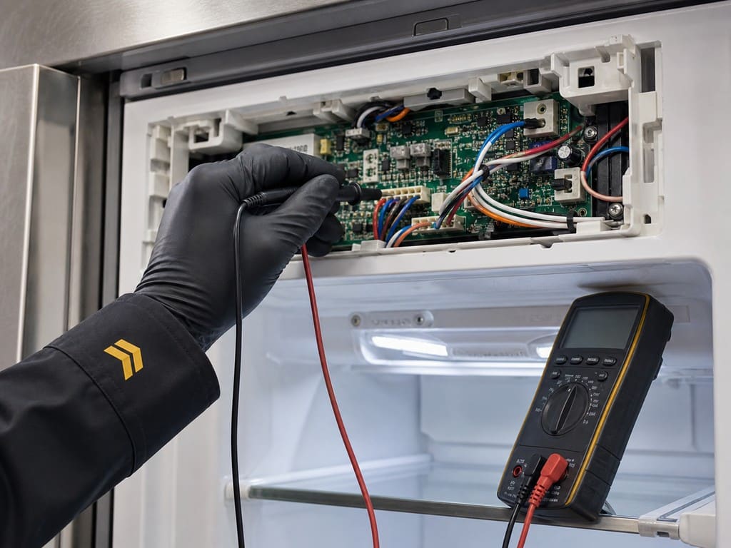 Diagnostics on a high-end Wolf range control panel in a Walnut Creek kitchen